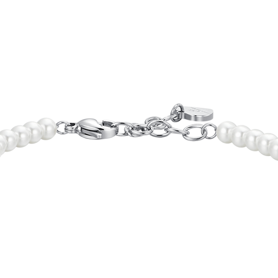 BRACELET COEUR EN ACIER, PERLE ET ZIRCON BLANC