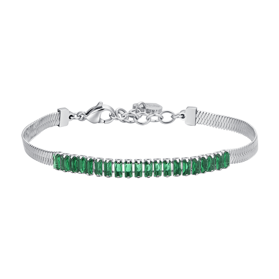 BRACELET FEMME EN ACIER AVEC ZIRCON VERT