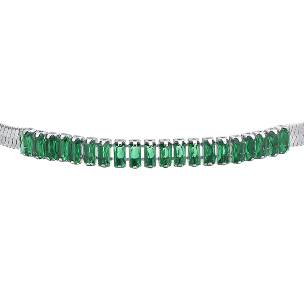 BRACELET FEMME EN ACIER AVEC ZIRCON VERT