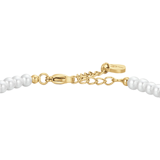 BRACELET FEMME ACIER IP OR PERLES ET ROSE