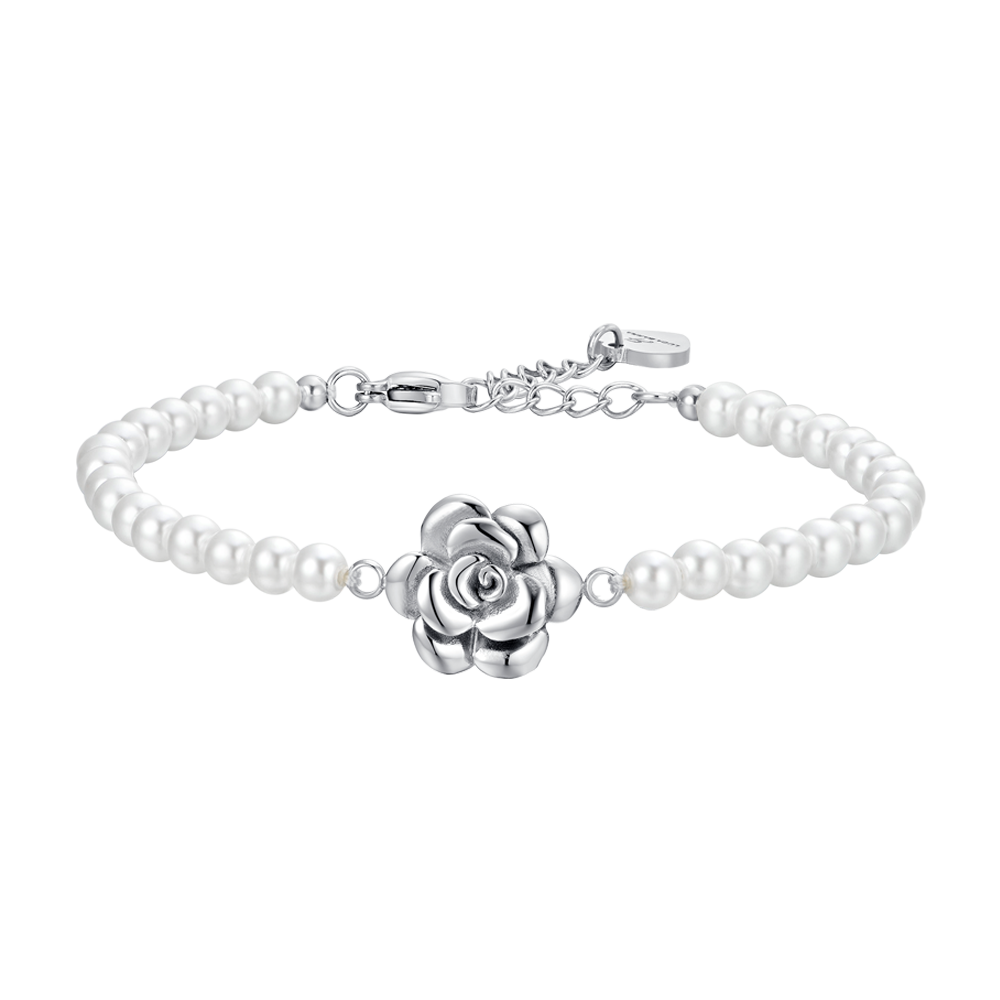 BRACELET FEMME PERLES ET ACIER ROSE