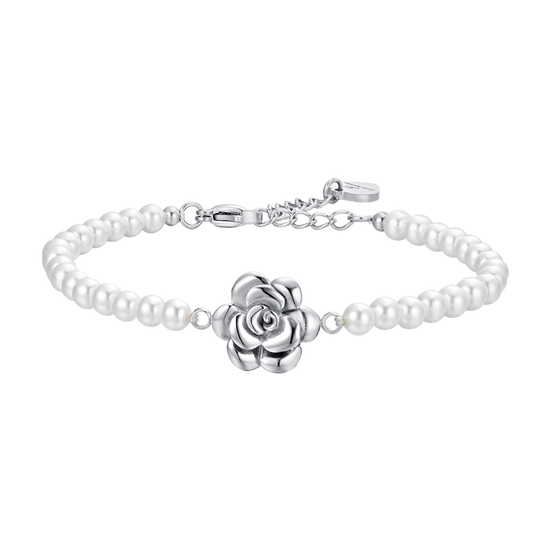 BRACELET FEMME PERLES ET ACIER ROSE