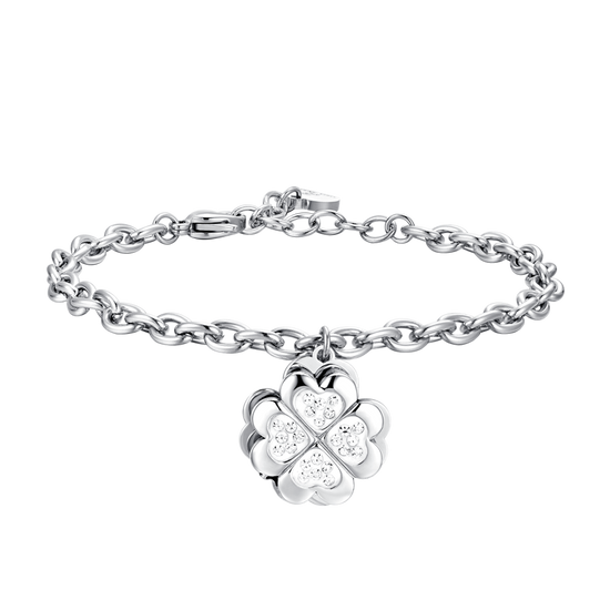 BRACELET FEMME EN ACIER TOURNANT AVEC TRÈFLE À QUATRE FEUILLES