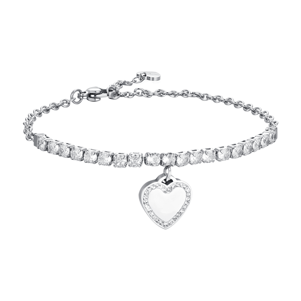 BRACELET DE TENNIS POUR FEMME EN ACIER CŒUR ET ZIRCONES Luca Barra