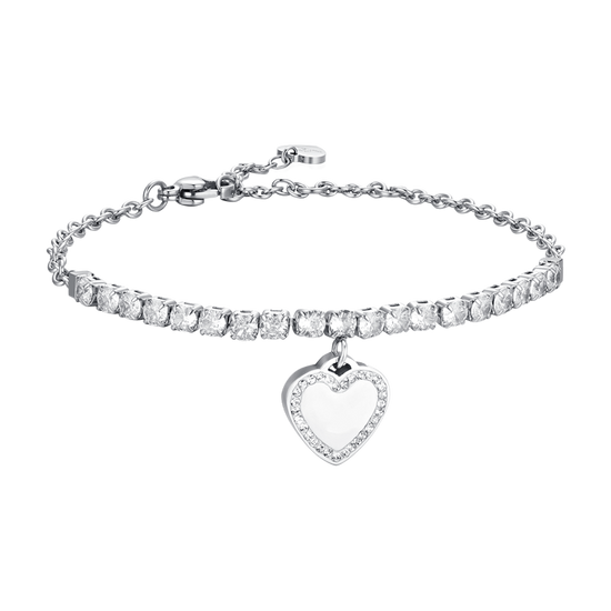 BRACELET DE TENNIS POUR FEMME EN ACIER CŒUR ET ZIRCONES Luca Barra