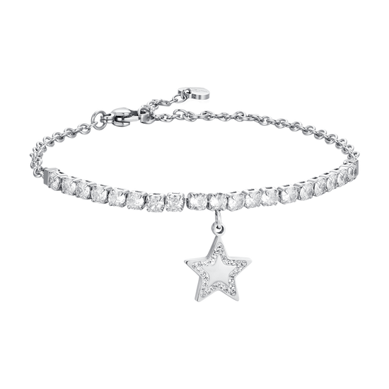 BRACELET DE TENNIS POUR FEMME EN ACIER, ÉTOILE ET ZIRCON CUBIQUE