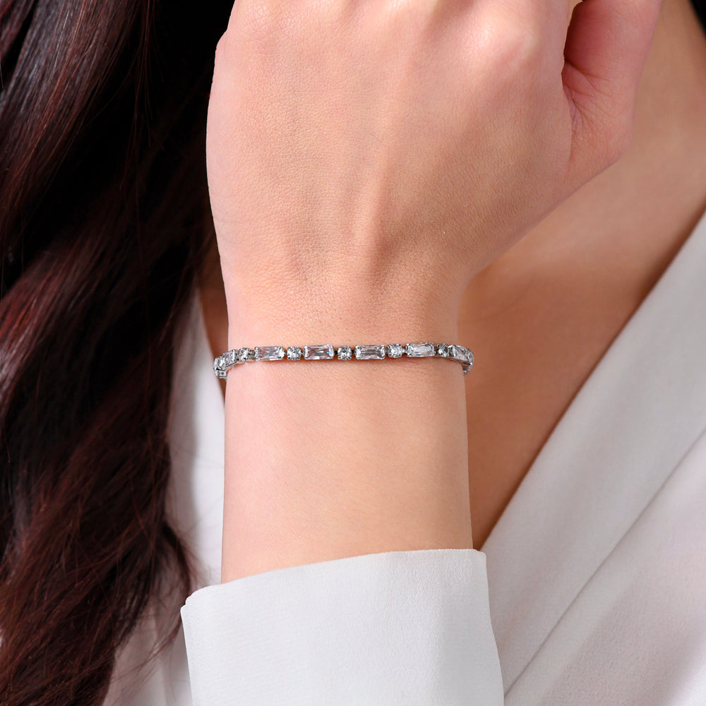 BRACELET DE TENNIS POUR FEMME EN ACIER AVEC ZIRCON CUBIQUE BLANC