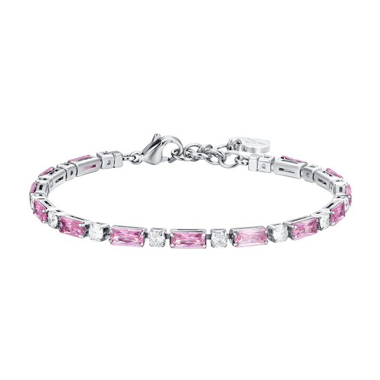 BRACELET DE TENNIS POUR FEMME EN ACIER AVEC ZIRCONIUM ROSE