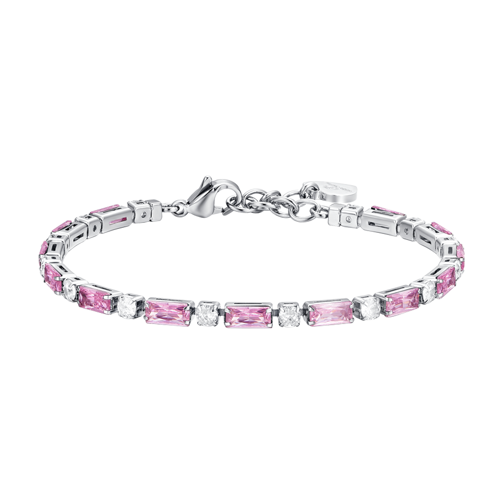 BRACELET DE TENNIS POUR FEMME EN ACIER AVEC ZIRCONIUM ROSE