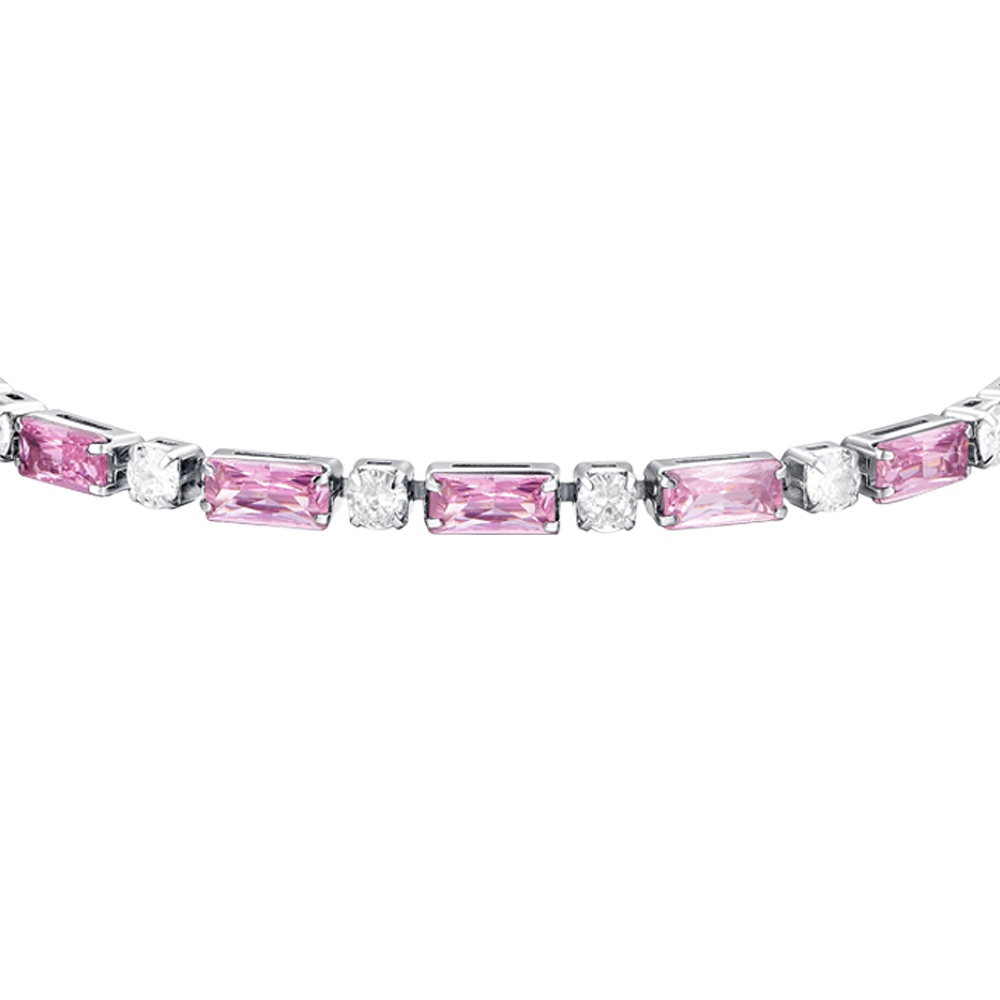 BRACELET DE TENNIS POUR FEMME EN ACIER AVEC ZIRCONIUM ROSE