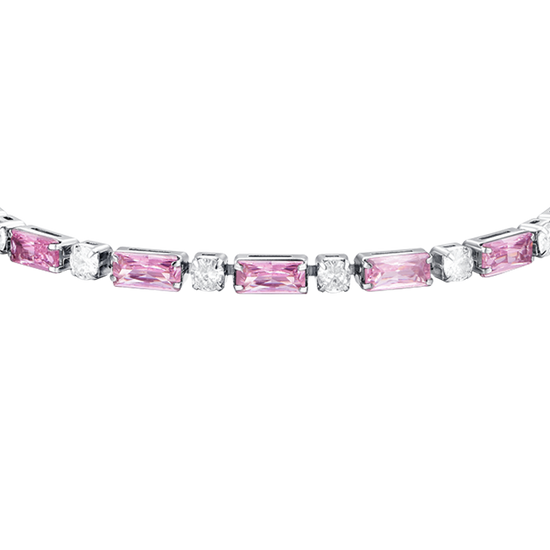 BRACELET DE TENNIS POUR FEMME EN ACIER AVEC ZIRCONIUM ROSE