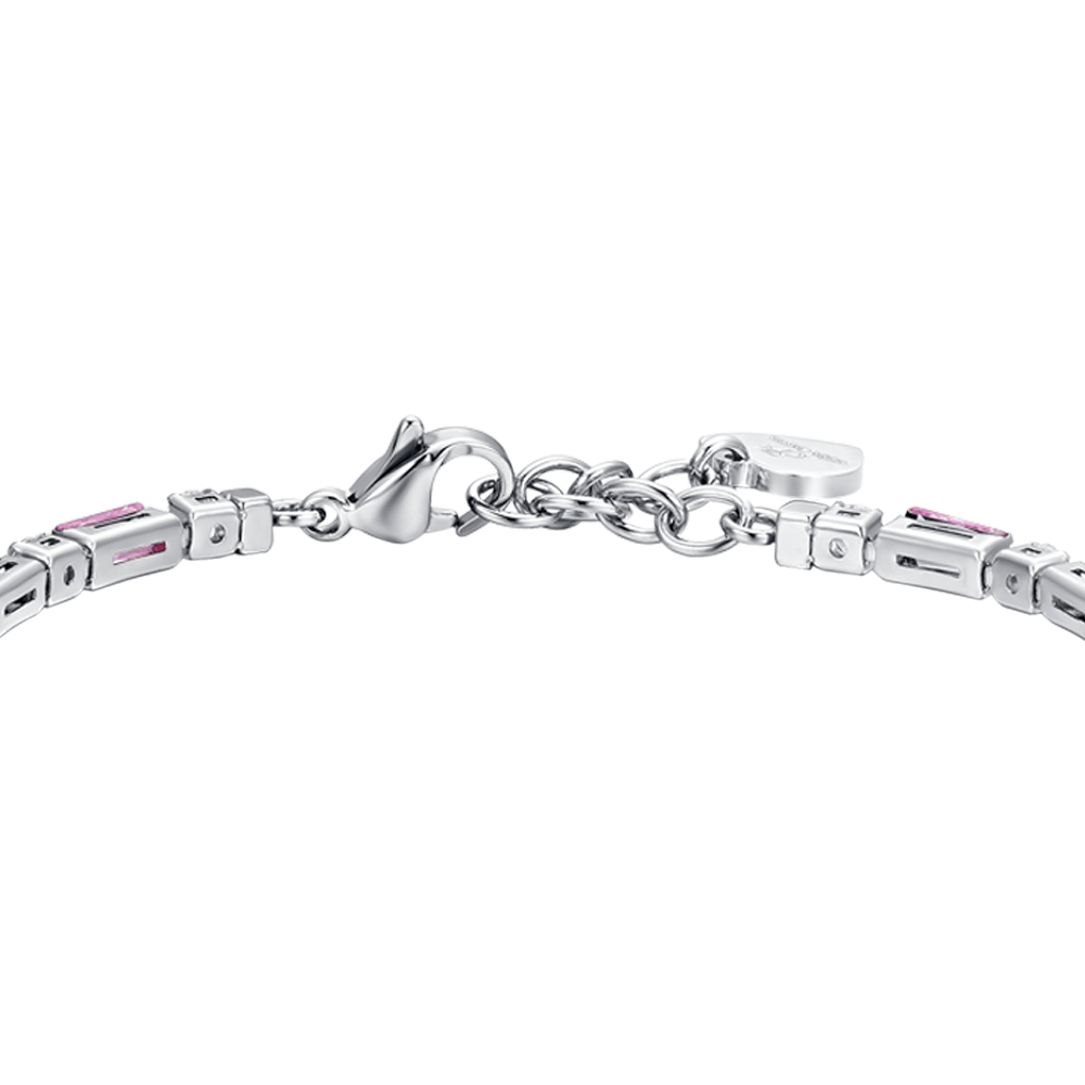 BRACELET DE TENNIS POUR FEMME EN ACIER AVEC ZIRCONIUM ROSE