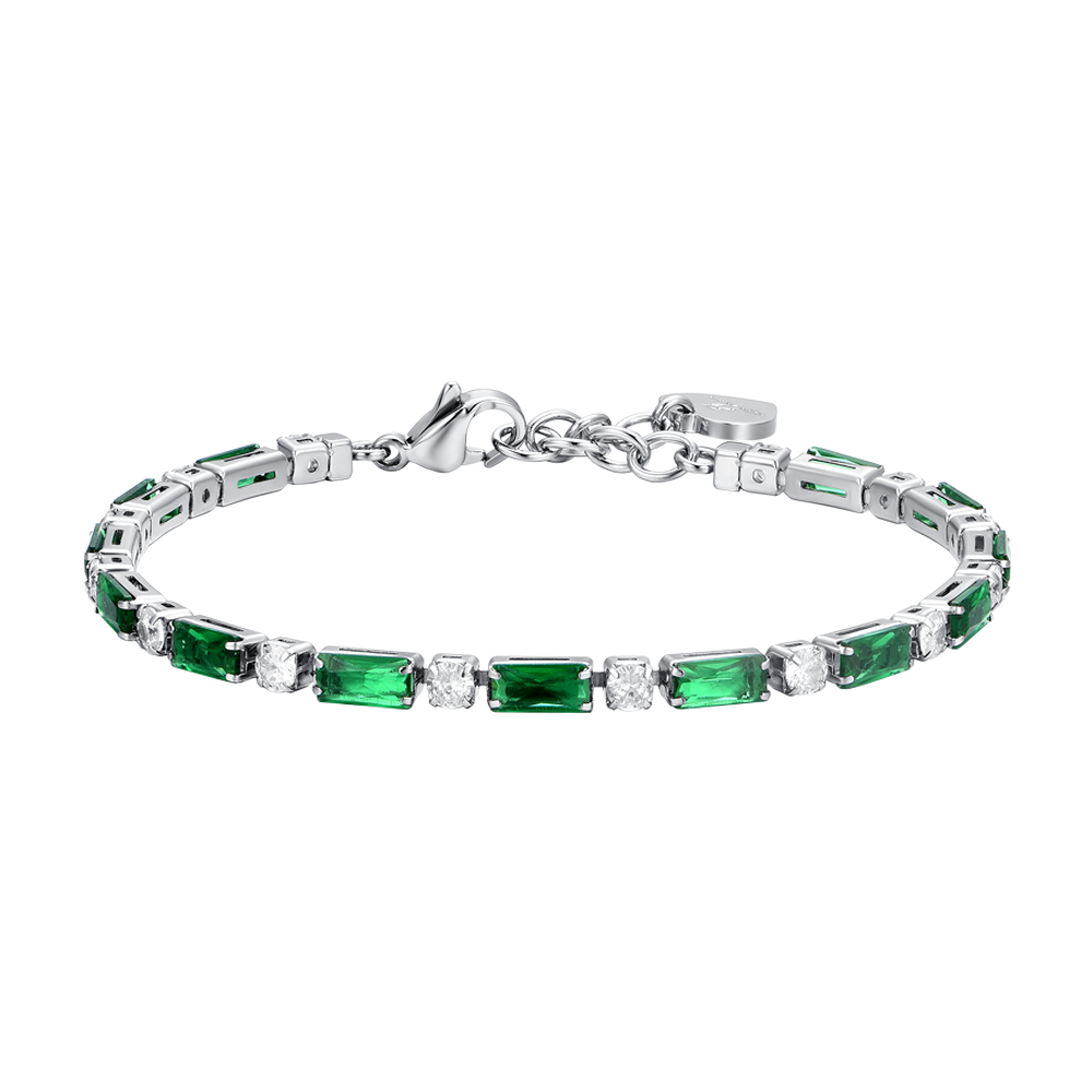 BRACELET DE TENNIS POUR FEMME EN ACIER AVEC ZIRCON CUBIQUE VERT