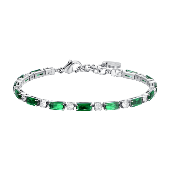 BRACELET DE TENNIS POUR FEMME EN ACIER AVEC ZIRCON CUBIQUE VERT