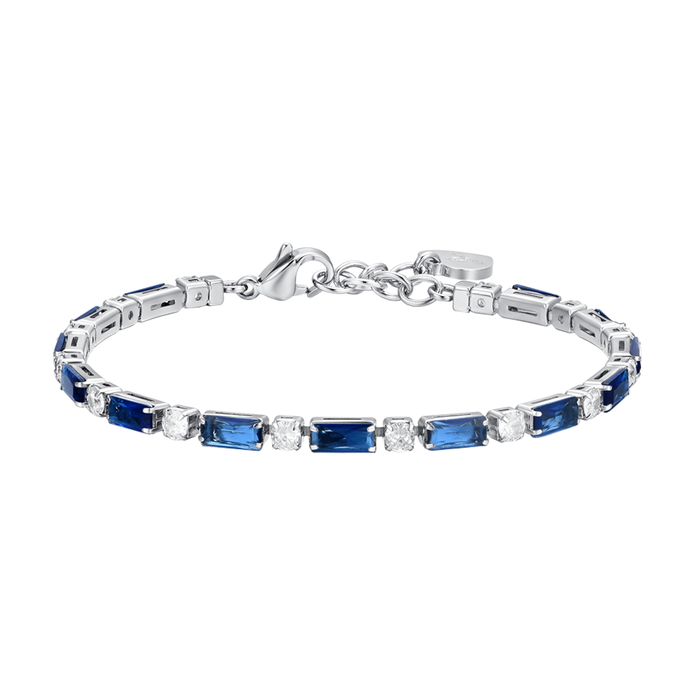 BRACELET DE TENNIS POUR FEMME EN ACIER AVEC ZIRCONIUM BLEU