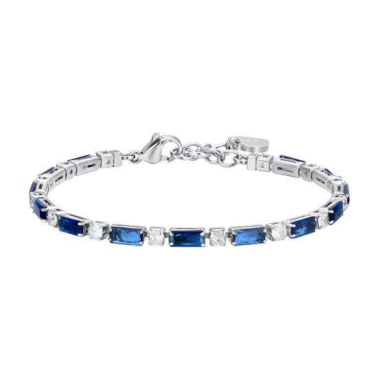 BRACELET DE TENNIS POUR FEMME EN ACIER AVEC ZIRCONIUM BLEU