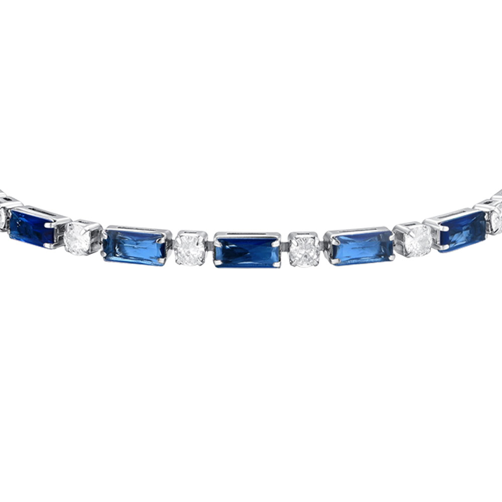 BRACELET DE TENNIS POUR FEMME EN ACIER AVEC ZIRCONIUM BLEU