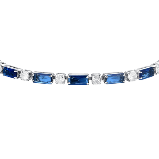 BRACELET DE TENNIS POUR FEMME EN ACIER AVEC ZIRCONIUM BLEU