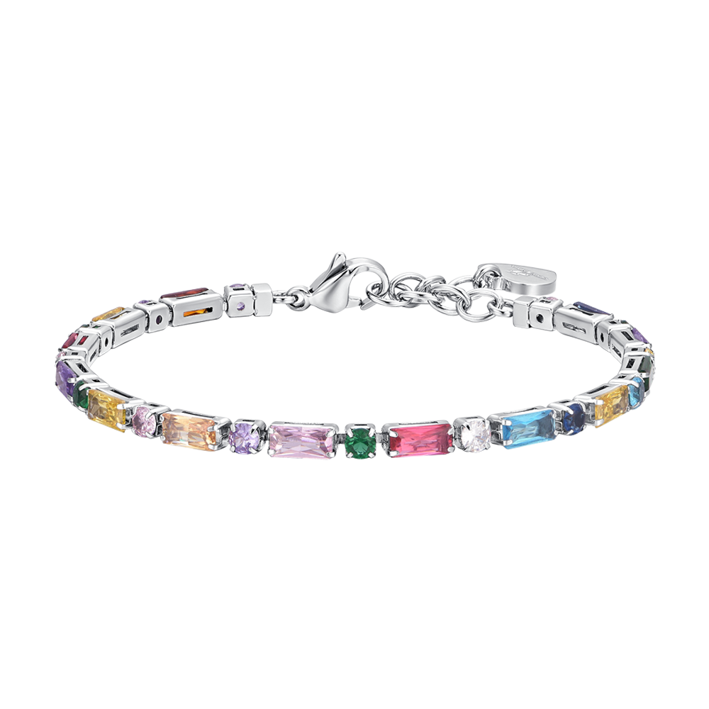 BRACELET DE TENNIS POUR FEMME EN ACIER AVEC ZIRCON MULTICOLORE