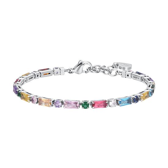 BRACELET DE TENNIS POUR FEMME EN ACIER AVEC ZIRCON MULTICOLORE