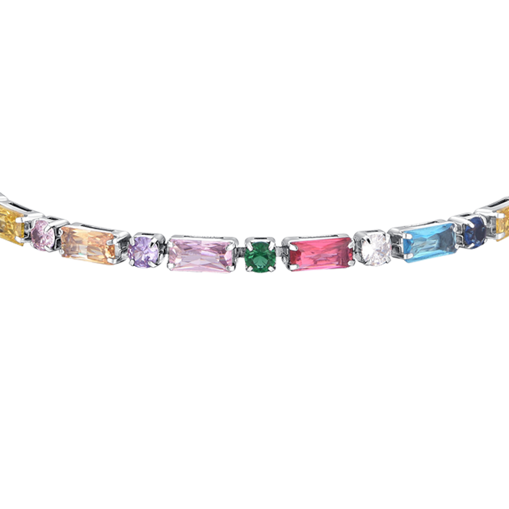 BRACELET DE TENNIS POUR FEMME EN ACIER AVEC ZIRCON MULTICOLORE