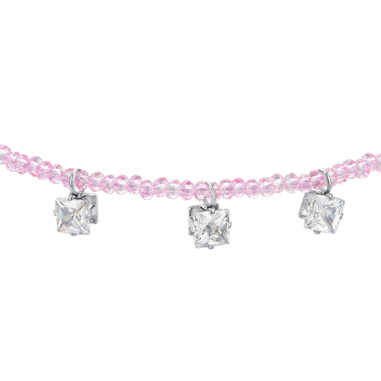 BRACELET FEMME EN ACIER AVEC CRISTAL ROSE ET ZIRCON BLANC