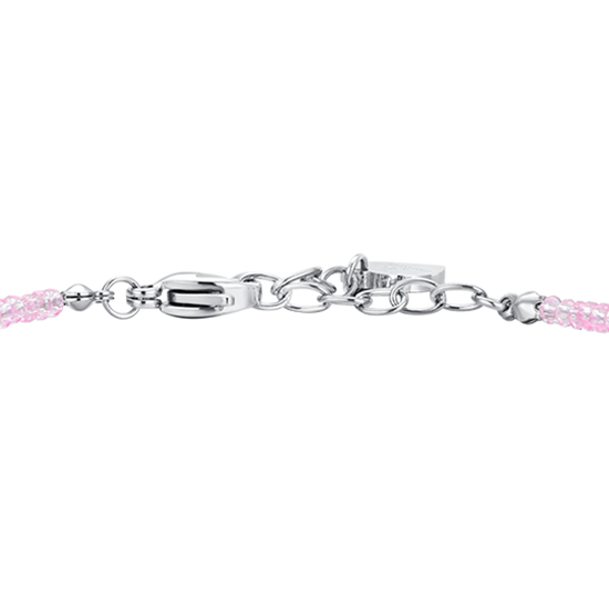 BRACELET FEMME EN ACIER AVEC CRISTAL ROSE ET ZIRCON BLANC