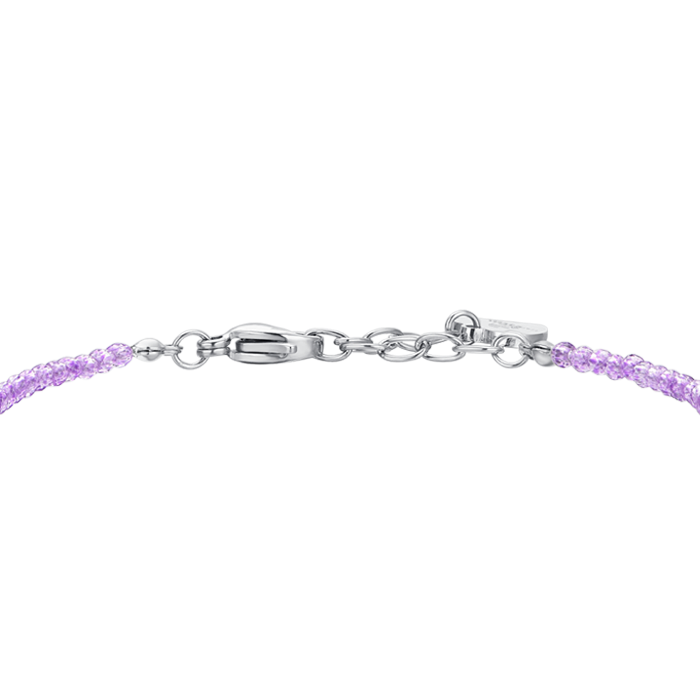 BRACELET FEMME EN ACIER CRISTAUX VIOLETS ET ZIRCONS BLANCS