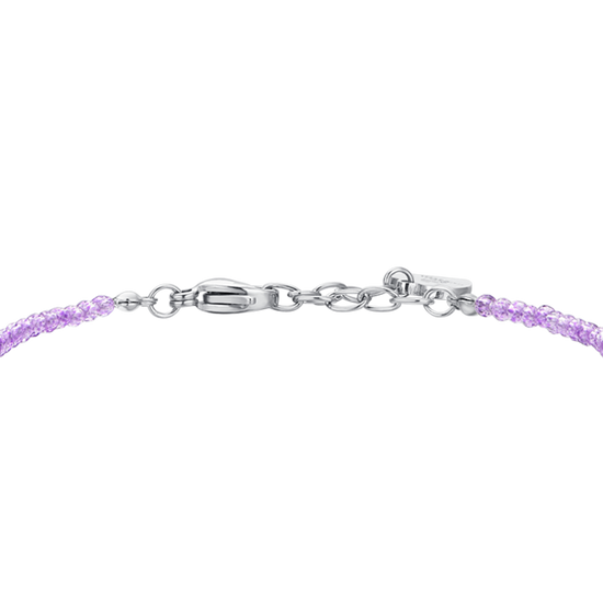 BRACELET FEMME EN ACIER CRISTAUX VIOLETS ET ZIRCONS BLANCS