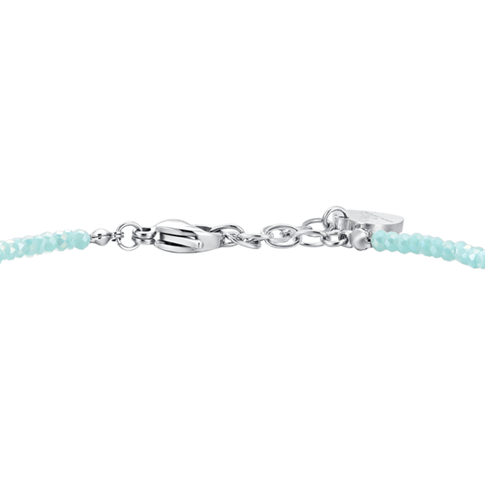 BRACELET FEMME EN ACIER AVEC CRISTAUX TURQUOISE ET ZIRCONS BLANCS