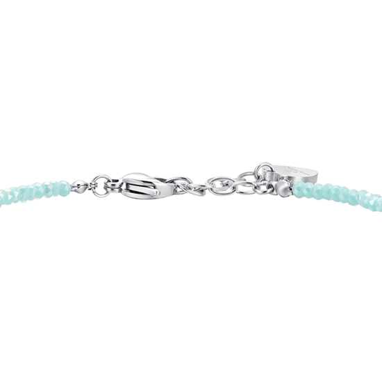 BRACELET FEMME EN ACIER AVEC CRISTAUX TURQUOISE ET ZIRCONS BLANCS