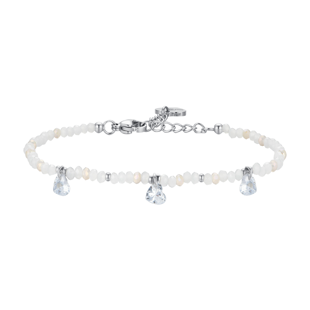 BRACELET EN ACIER POUR FEMMES PIERRES ET CRISTAUX BLANCS