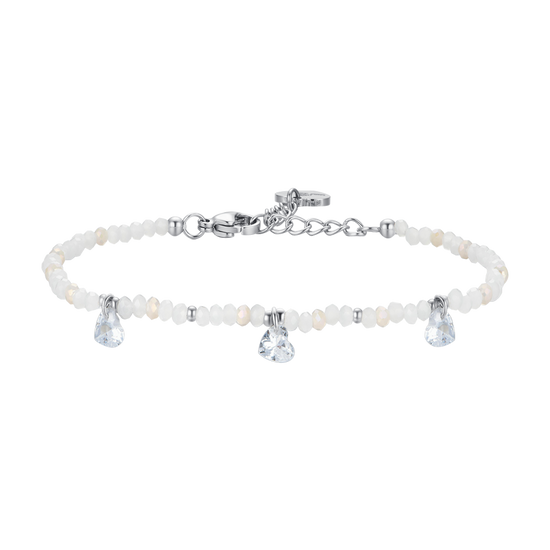 BRACELET EN ACIER POUR FEMMES PIERRES ET CRISTAUX BLANCS