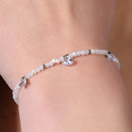 BRACELET EN ACIER POUR FEMMES PIERRES ET CRISTAUX BLANCS