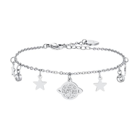 BRACELET FEMME PLANÈTE ET ÉTOILES EN ACIER