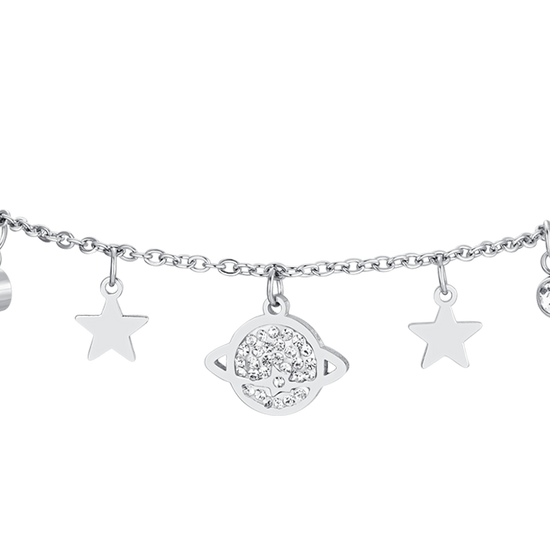 BRACELET FEMME PLANÈTE ET ÉTOILES EN ACIER