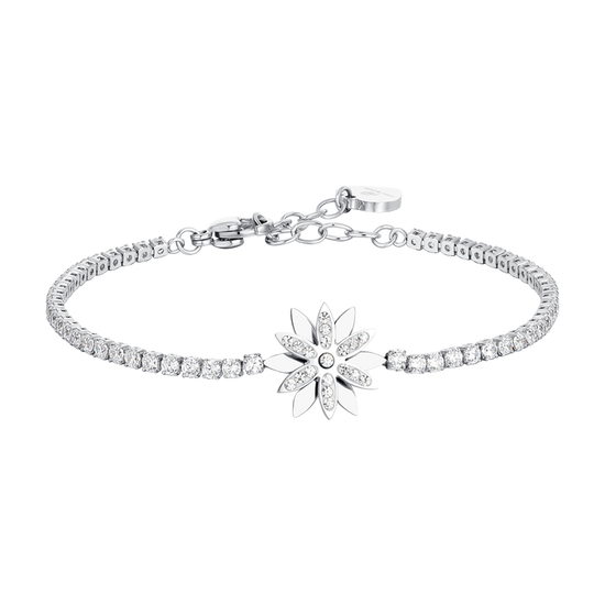 BRACELET DE TENNIS À FLEURS EN ACIER POUR DAMES