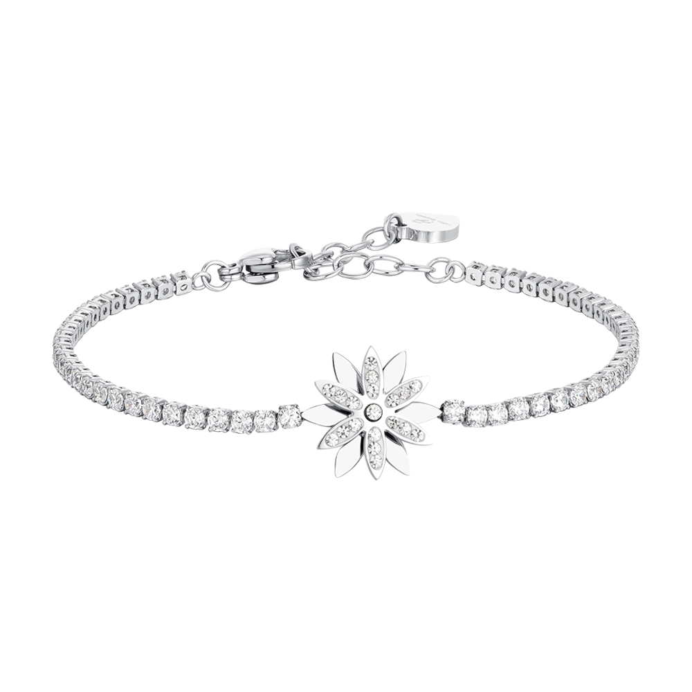 BRACELET DE TENNIS À FLEURS EN ACIER POUR DAMES