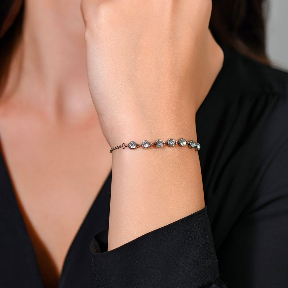 BRACELET FEMME EN ACIER CRISTAL BLANC