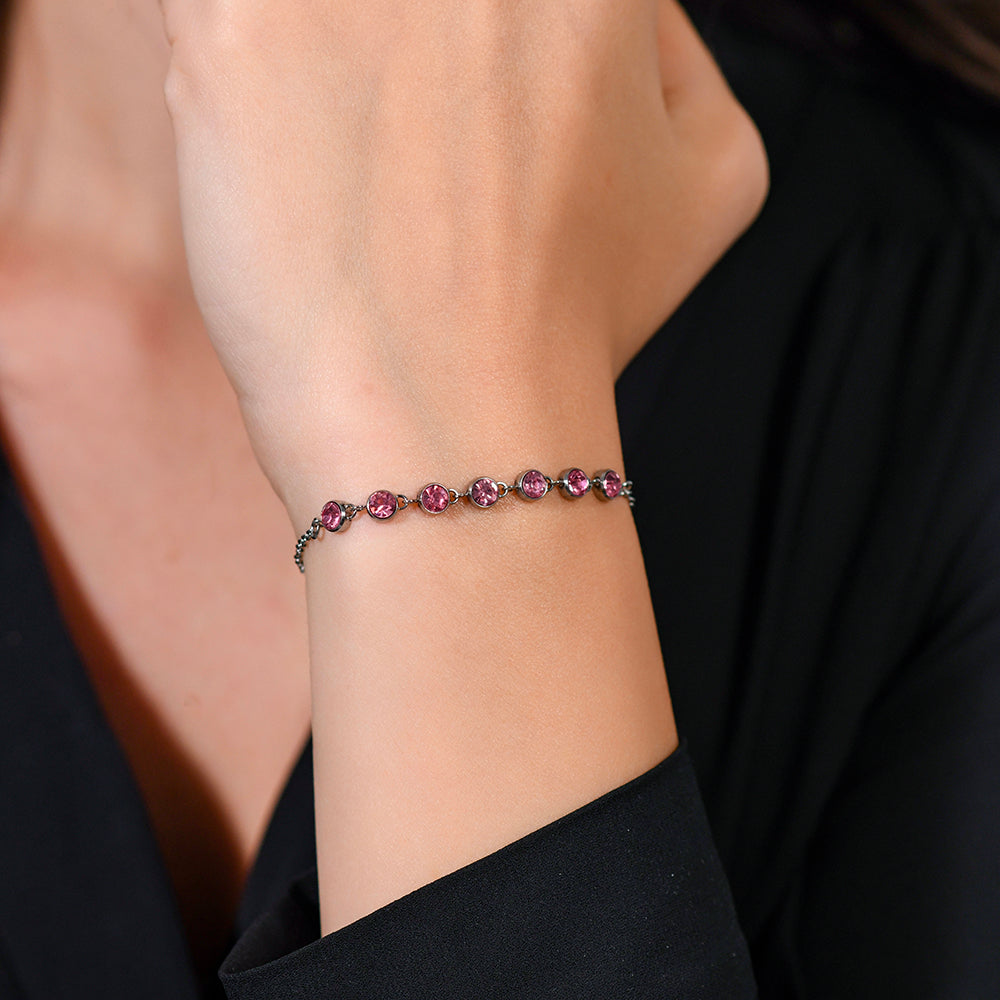 BRACELET FEMME EN ACIER CRISTAL ROSE