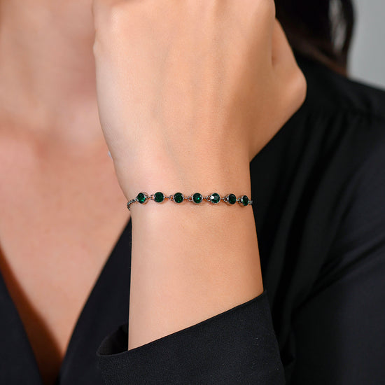 BRACELET FEMME EN ACIER CRISTAL VERT