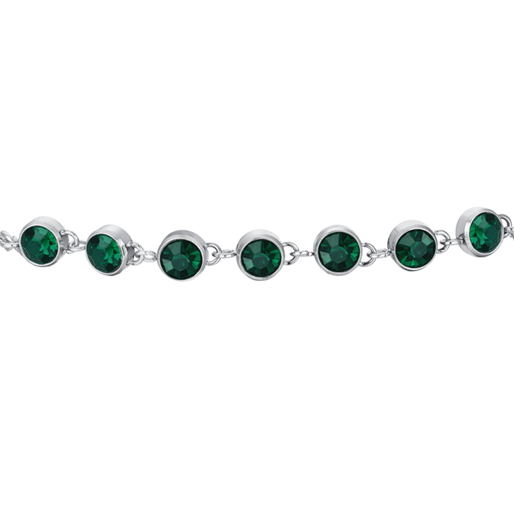 BRACELET FEMME EN ACIER CRISTAL VERT