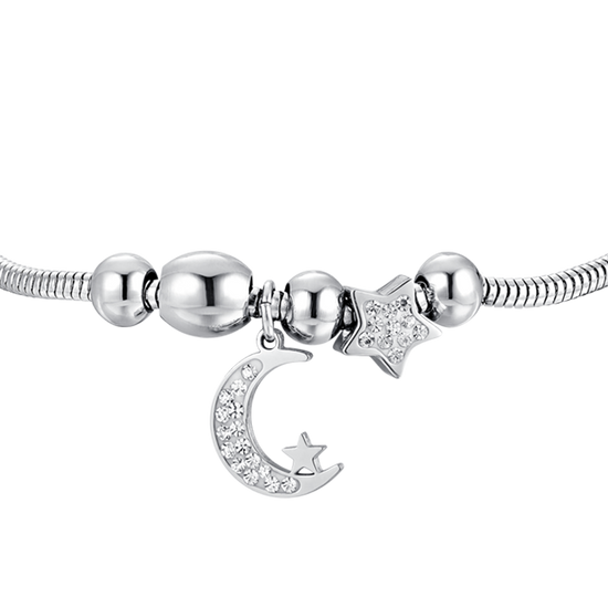 BRACELET LUNE D'ACIER ET CRISTAUX Luca Barra