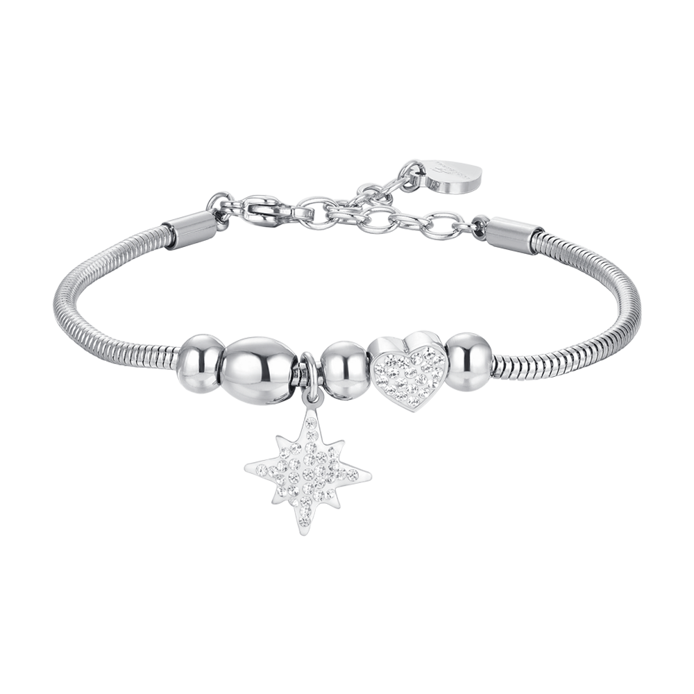 BRACELET FEMME SISSI ÉTOILE ET CRISTAUX EN ACIER