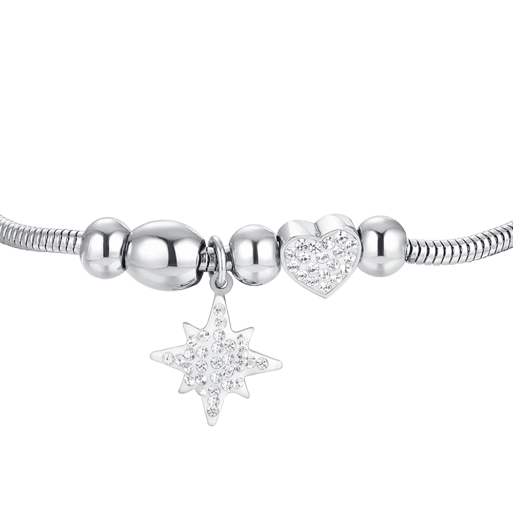 BRACELET FEMME SISSI ÉTOILE ET CRISTAUX EN ACIER