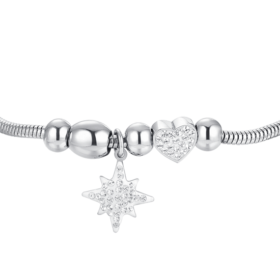 BRACELET FEMME SISSI ÉTOILE ET CRISTAUX EN ACIER