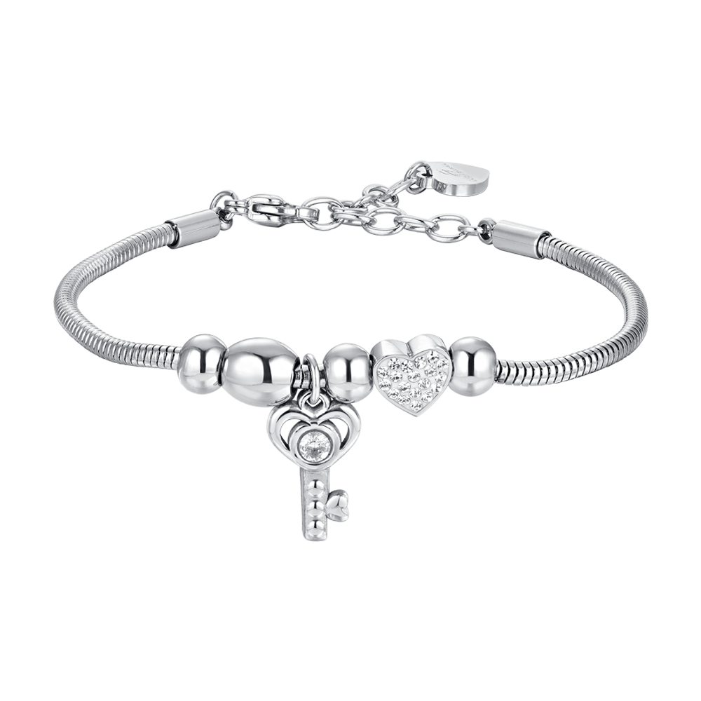 BRACELET FEMME EN CLÉ D'ACIER ET CRISTAUX Luca Barra