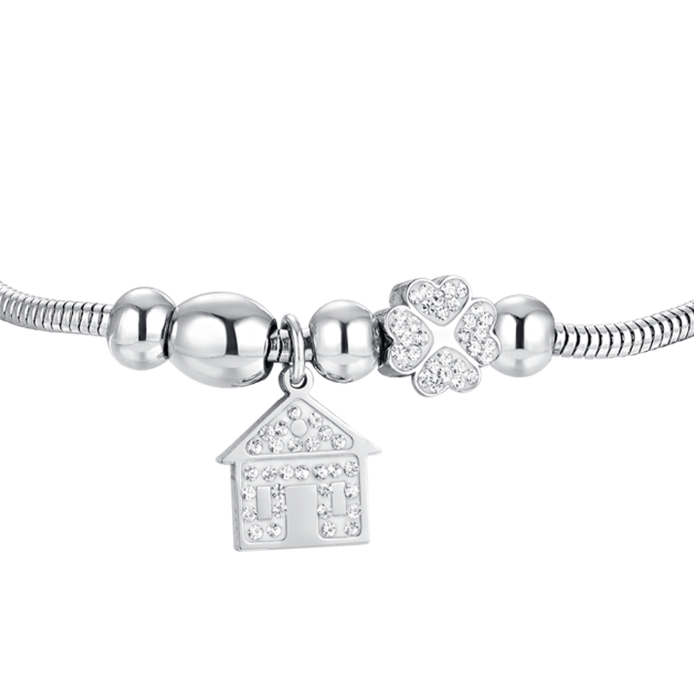 HOME BRACELET FEMME EN ACIER ET CRISTAL