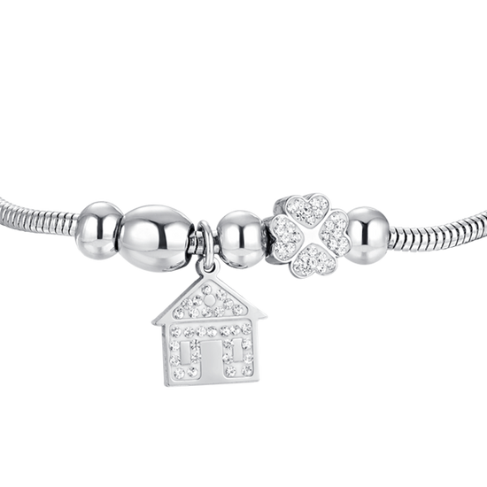 HOME BRACELET FEMME EN ACIER ET CRISTAL