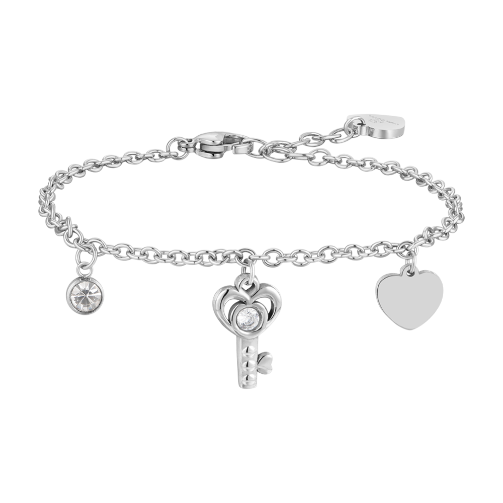 BRACELET CLÉ ET COEUR EN ACIER POUR FEMMES